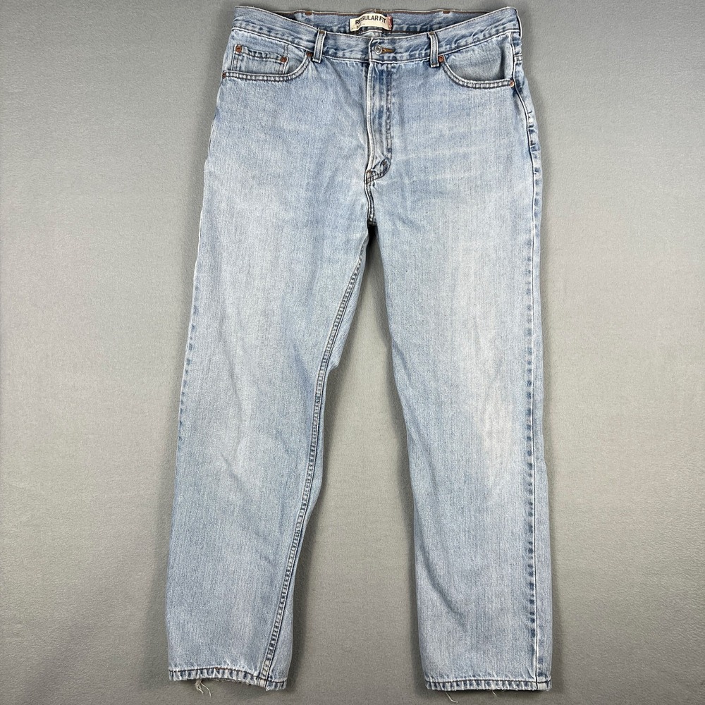 Levis 505 Jeans‎ Mens 40x31 Light Wash Distressed Classic Straight Leg 2000s
